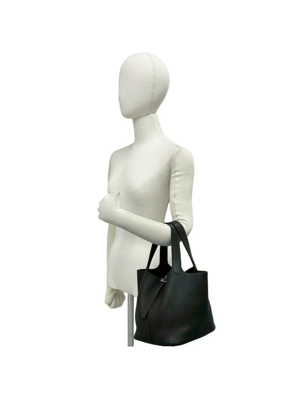 Hermes Picotin MM Taurillon Clemence Leather Tote Ebene